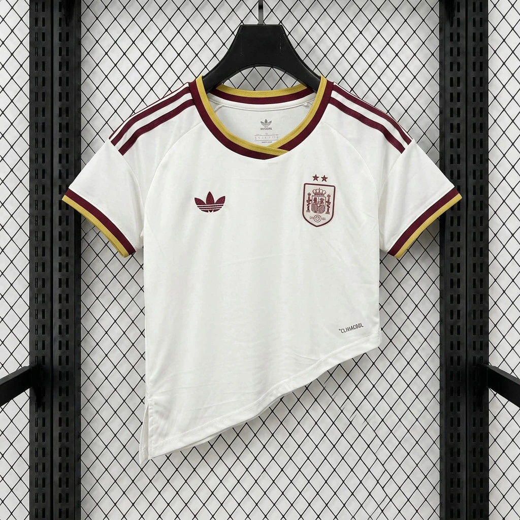 2026 Spain Away 2 Stars Women Asymmetric Hem Crop Jersey