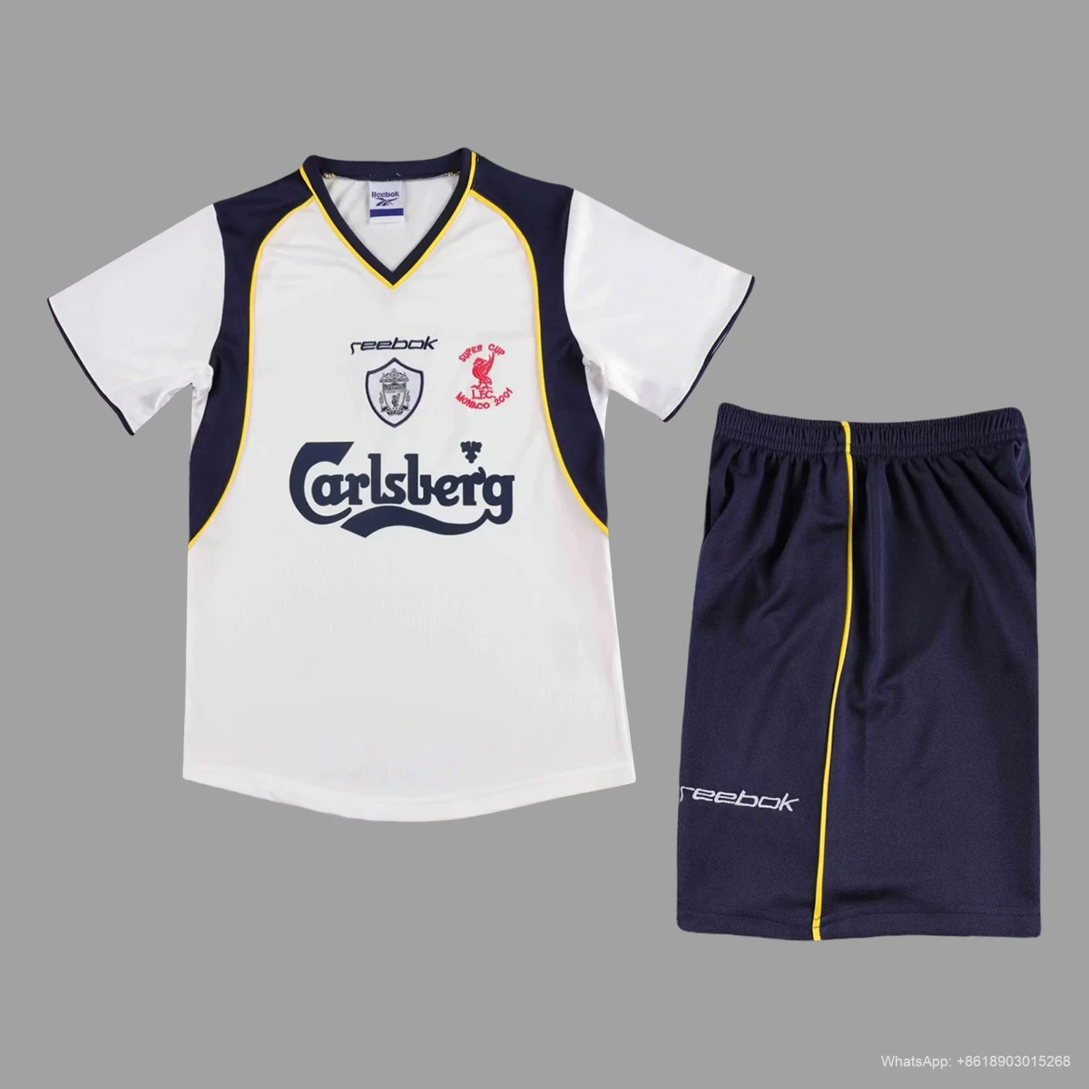 01/02 Liverpool away White Kids Retro Soccer Jersey Size 16-28
