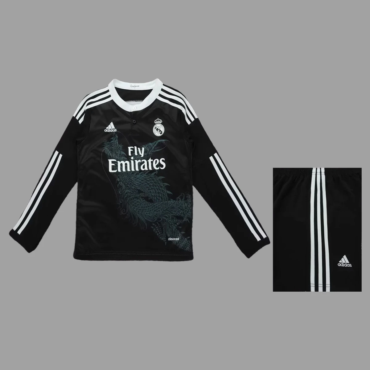 14/15 Real Madrid Third Long Sleeve Kids Retro Soccer Jersey Size 16-28