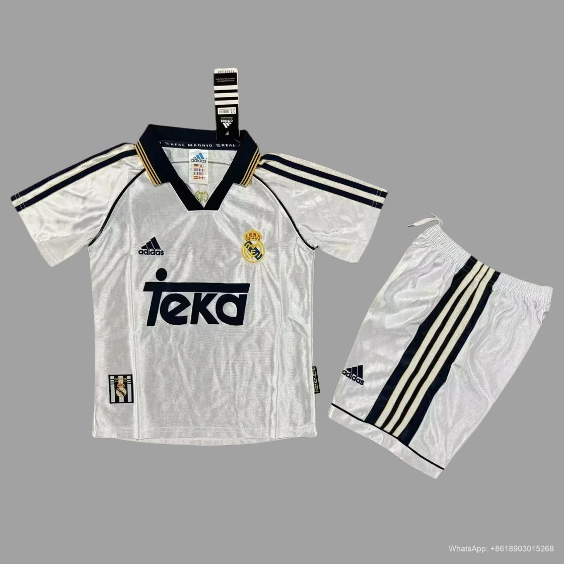 98/00 Real Madrid Home Kids Retro Soccer Jersey Size 16-28