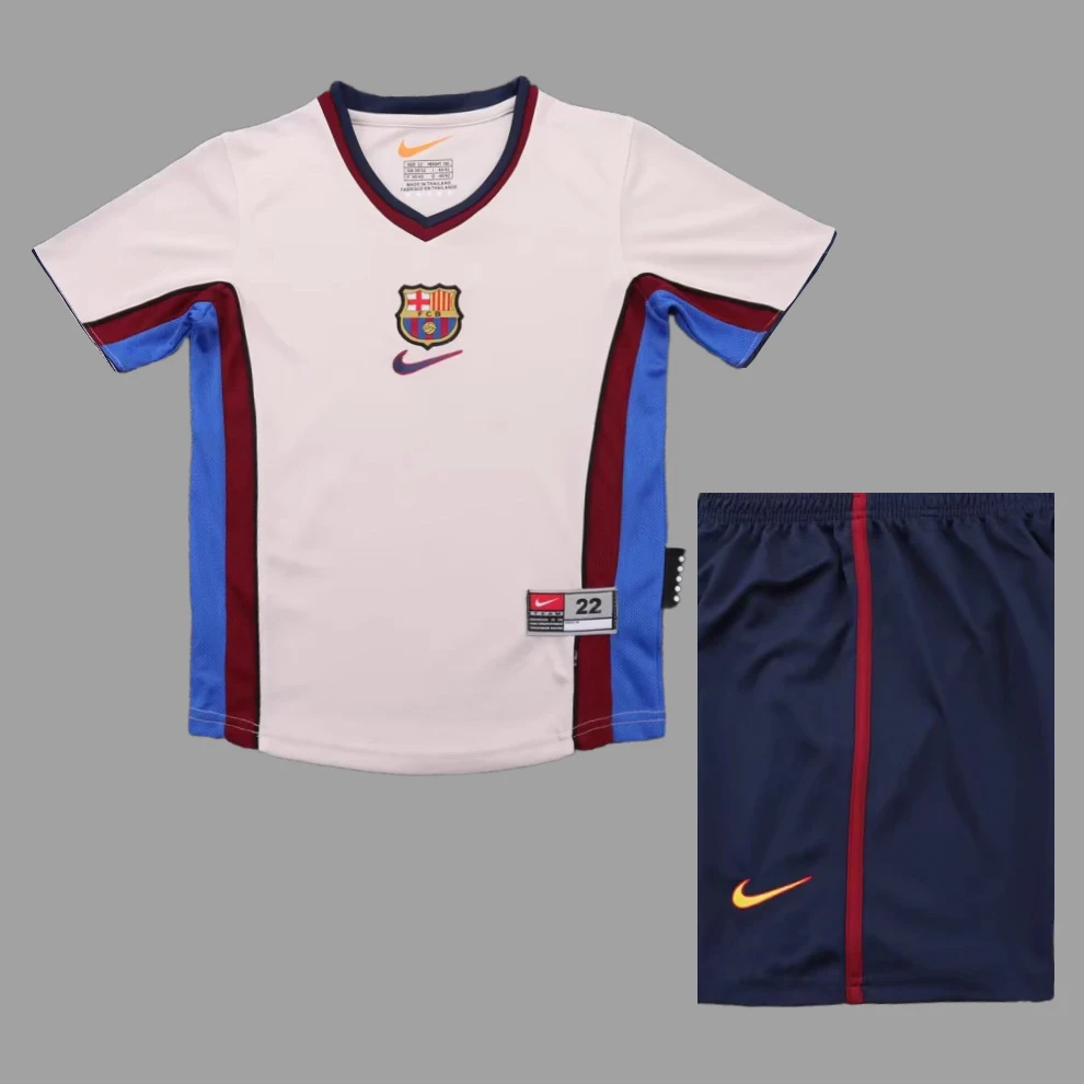 98/01 Barcelona Away Kids Retro Soccer Jersey Size 16-28