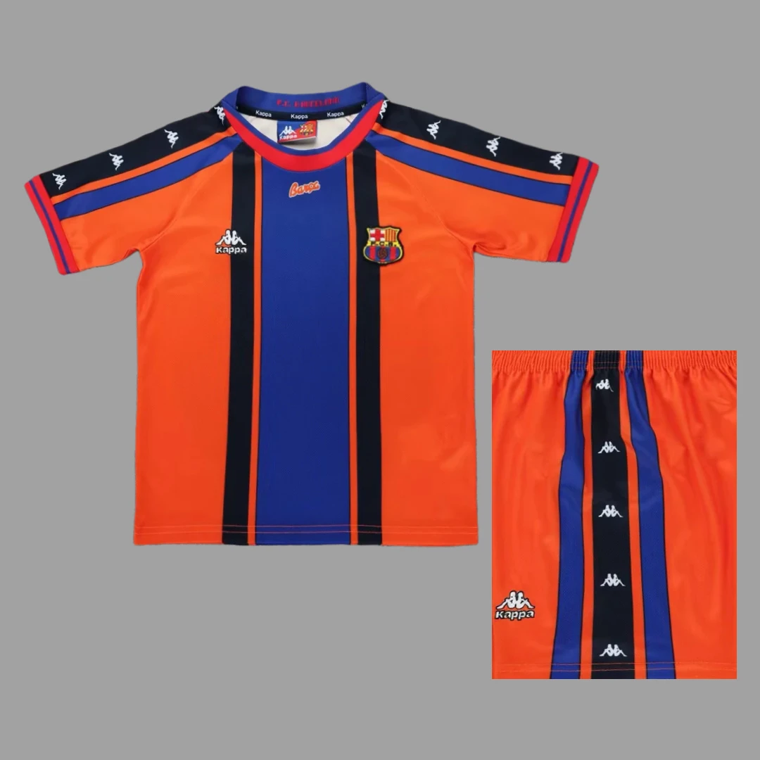 97/98 Barcelona Away Kids Retro Soccer Jersey Size 16-28