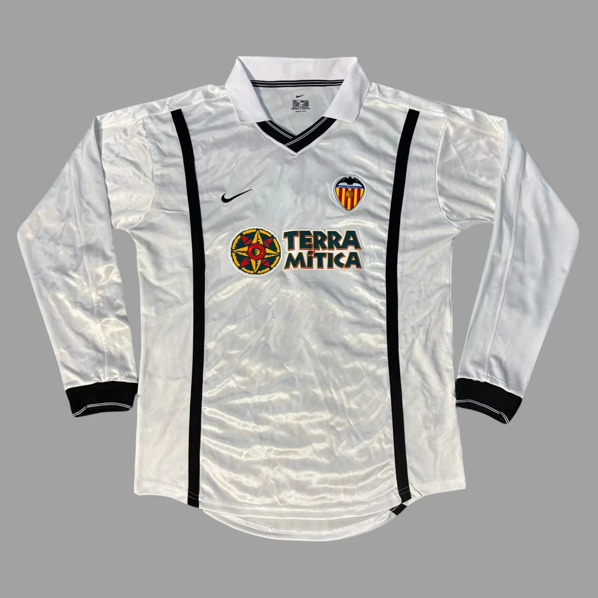 00/01 Valencia Home Long Sleeve Retro Soccer Jersey