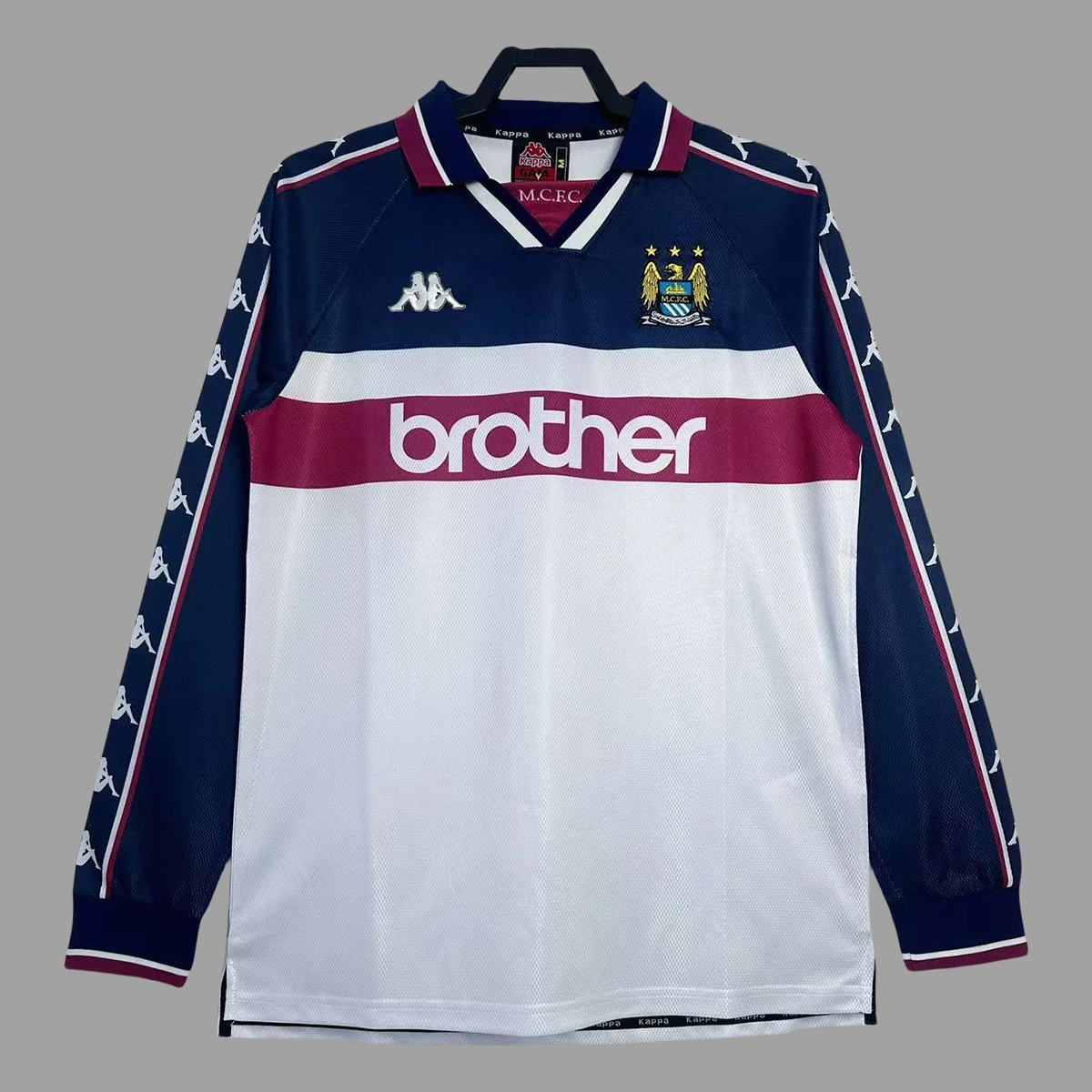 97/98 Manchester City Away Long Sleeve Retro Soccer Jersey