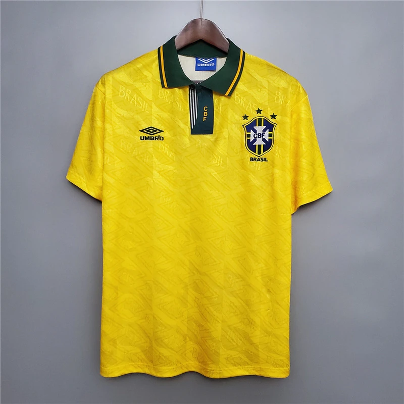 1992 Brazil Home Retro Soccer Jersey