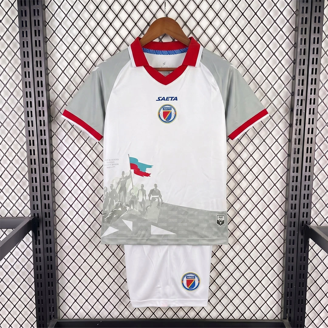 2026 Haiti Away Kids Soccer Jersey Size 16-28