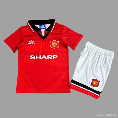94/95 Manchester United home kids Retro soccer jersey Size 16-28