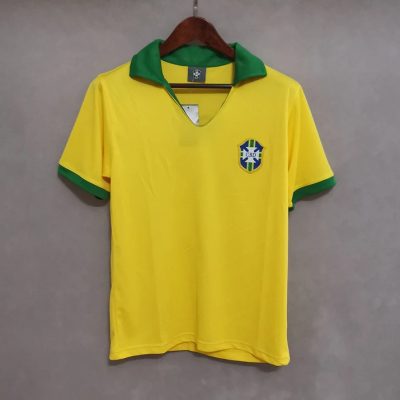 1957 Brazil Home Retro Soccer Jersey