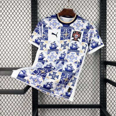 2026 Portugal Special Edition Blue White Patterned Tile Soccer Jersey