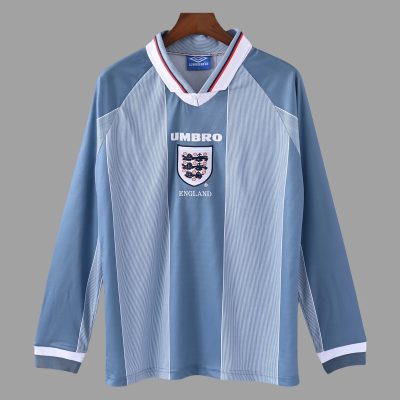 1996 England Away Long Sleeve Retro Soccer Jersey