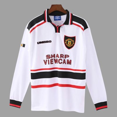 98/99 Manchester United Away Long Sleeve Retro Soccer Jersey