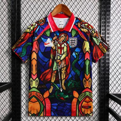 2026 England x Palace Skateboards St. George Dragon Stained-glass Soccer Jersey