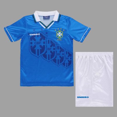 1996 Brazil Away Kids Retro Soccer Jersey Size 16-28