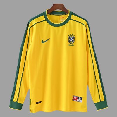 1998 Brazil Home Long Sleeve Retro Soccer Jersey