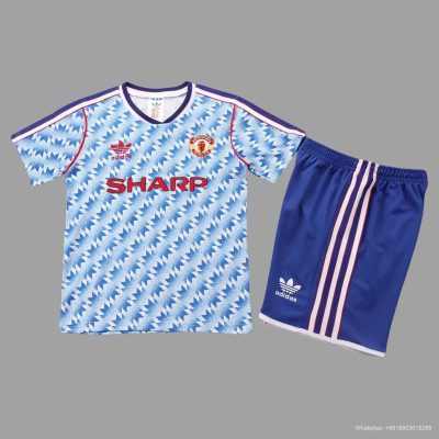 90/92 Manchester United Away Kids Soccer Jersey Size 16-28