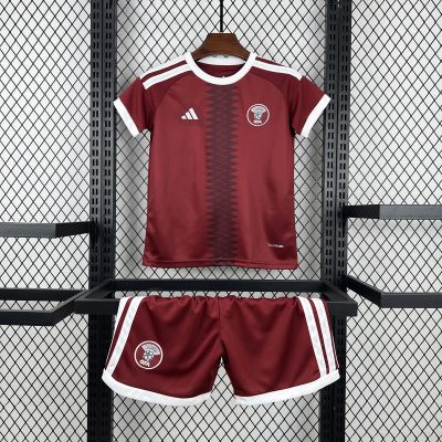 2026 Qatar Home Kids Soccer Jersey Size 16-28
