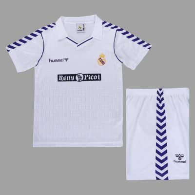 89/90 Real Madrid Home Kids Retro Soccer Jersey Size 16-28