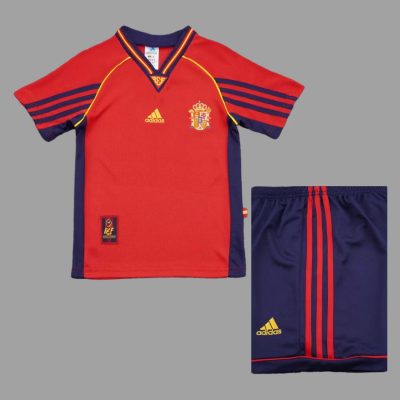 1998 Spain Home Kids Retro Soccer Jersey Size 16-28