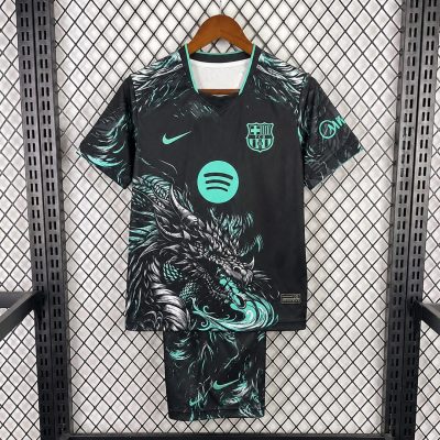 26/27 Barcelona Special Edition Black Dragon Kids Soccer Jersey Size 16-28