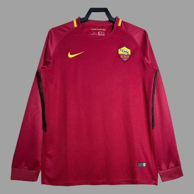 17/18 Roma Home Long Sleeve Retro Soccer Jersey