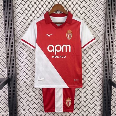 26/27 AS Monaco Home Kids Soccer Jersey