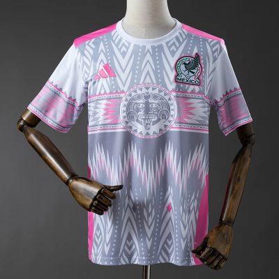 2025 Mexico Special Version White Grey Pink Jersey