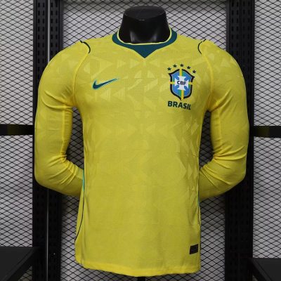2026 Brazil Home Player Version Long Sleeve Soccer Jersey