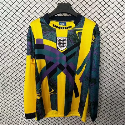 1996 England Goalkeeper Long Sleeve Retro Soccer Jersey