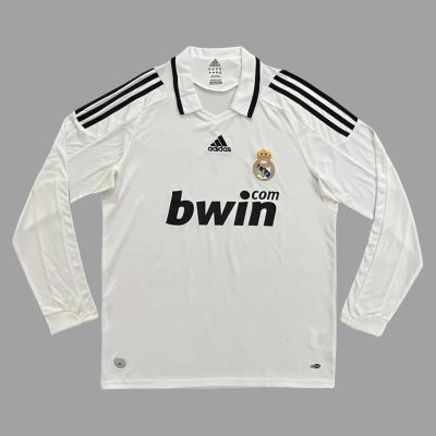 08/09 Real Madrid Home Long Sleeve Retro Soccer Jersey