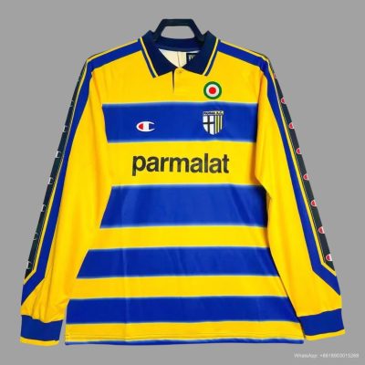 99/00 Parma Home Long Sleeve Retro Soccer Jersey