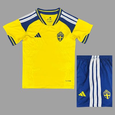2026 Sweden Home Kids Soccer Jersey Size 16-28
