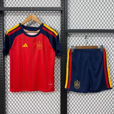 2026 Spain Home Kids Soccer Jersey Size 16-28