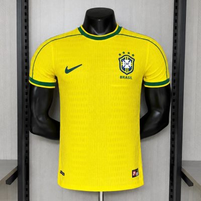 1998 Brazil Home Player Version Retro Soccer Jersey