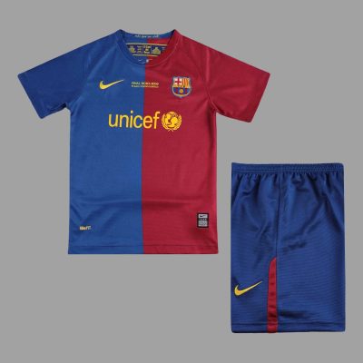 08/09 Barcelona Home UCL Final Kids Retro Soccer Jersey Size 16-28