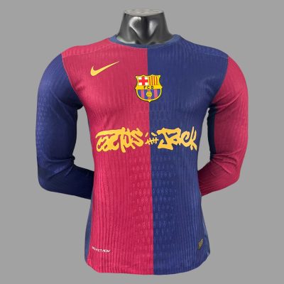 24/25 Barcelona Home Travis Scott Long Sleeve Player Edition Soccer Jersey