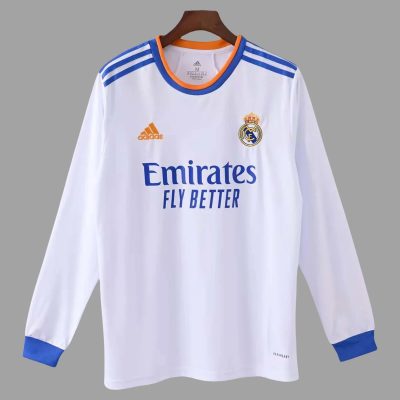 21/22 Real Madrid Home Long Sleeve Retro Soccer Jersey