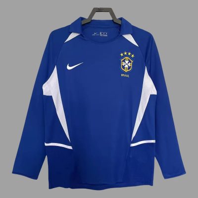 2002 Brazil Away Long Sleeve Retro Soccer Jersey