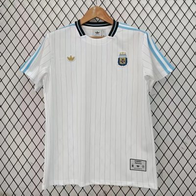 2026 Argentina Terrace Icons White With Pinstripes Soccer Jersey