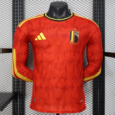 2026 Belgium Home Long Sleeve Player Version Soccer Jersey