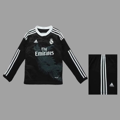 14/15 Real Madrid Third Long Sleeve Kids Retro Soccer Jersey Size 16-28
