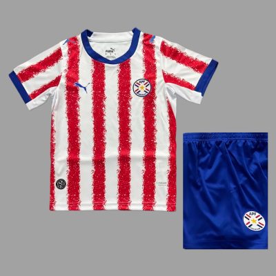 2026 Paraguay Home Kids Soccer Jersey Size 16-28
