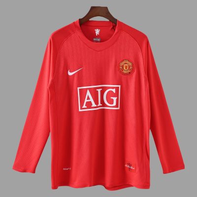 07/08 Manchester United Home Long Sleeve Retro Soccer Jersey