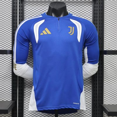 26/27 Juventus Track Player Version Blue White Long Sleeve Soccer Jersey