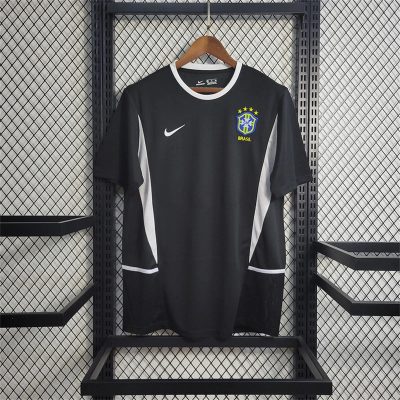 2002 Brazil Goalkeeper Black Retro Soccer Jersey
