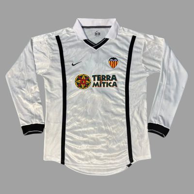 00/01 Valencia Home Long Sleeve Retro Soccer Jersey