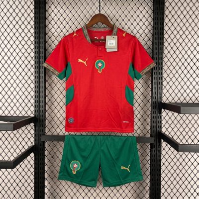 2026 Morocco Home Kids Soccer Jersey Size 16-28