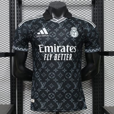 25/26 Real Madrid x Louis Vuitton Special Edition Player Version Black Soccer Jersey
