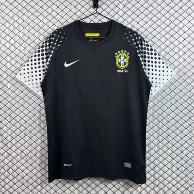 2010 Brazil Goalkeeper Black Retro Soccer Jersey