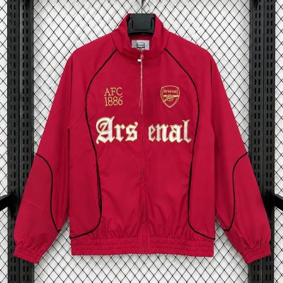 26/27 Arsenal Graphic Mock-Neck Red Retro Windbreaker