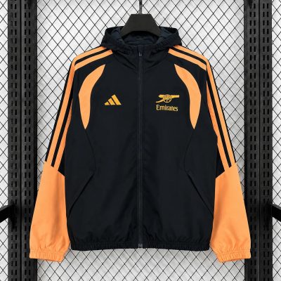 26/27 Arsenal Tiro All Weather Black Orange Windbreaker